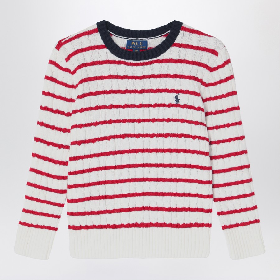 Polo Ralph Lauren White/red striped cable-knit jumper TheDoubleF