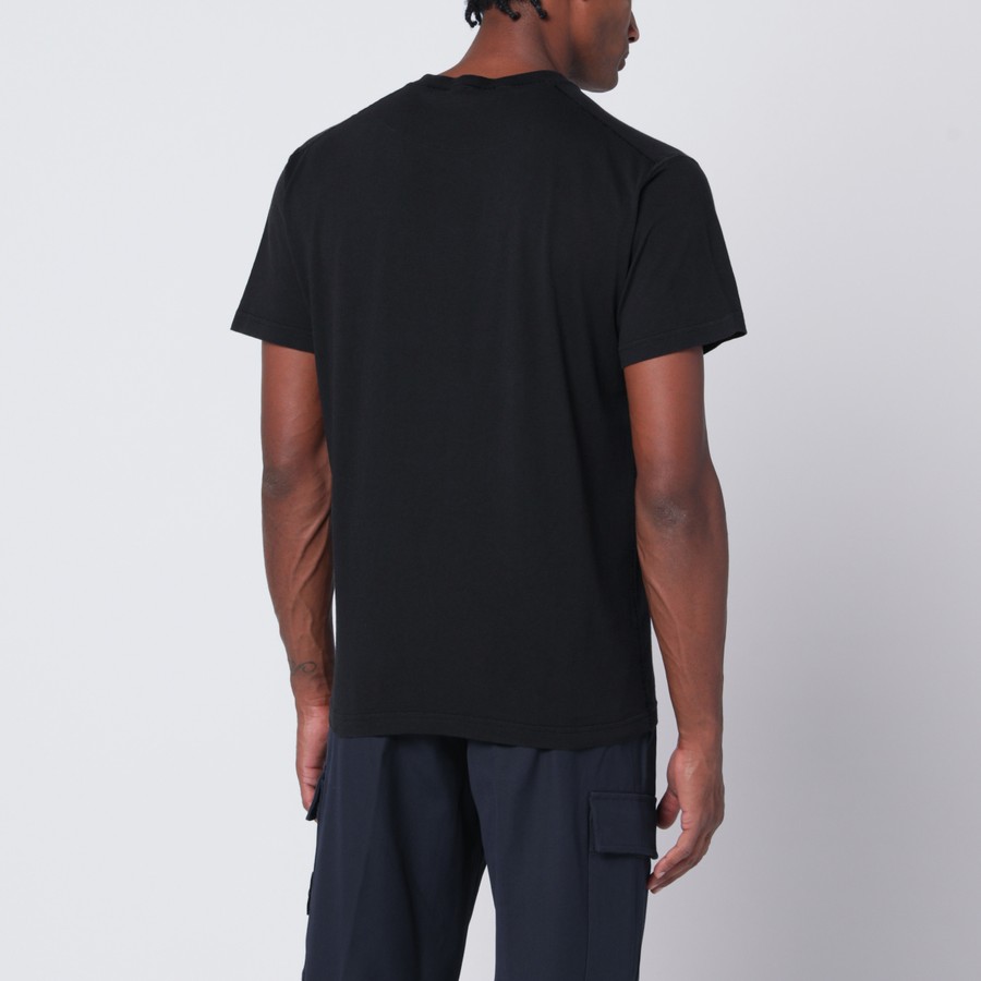 Stone Island Black cotton T-shirt with logo patch | TheDoubleF