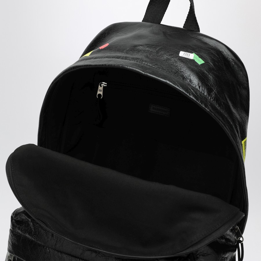 Balenciaga Zaino Explorer nero in pelle con adesivi stampati