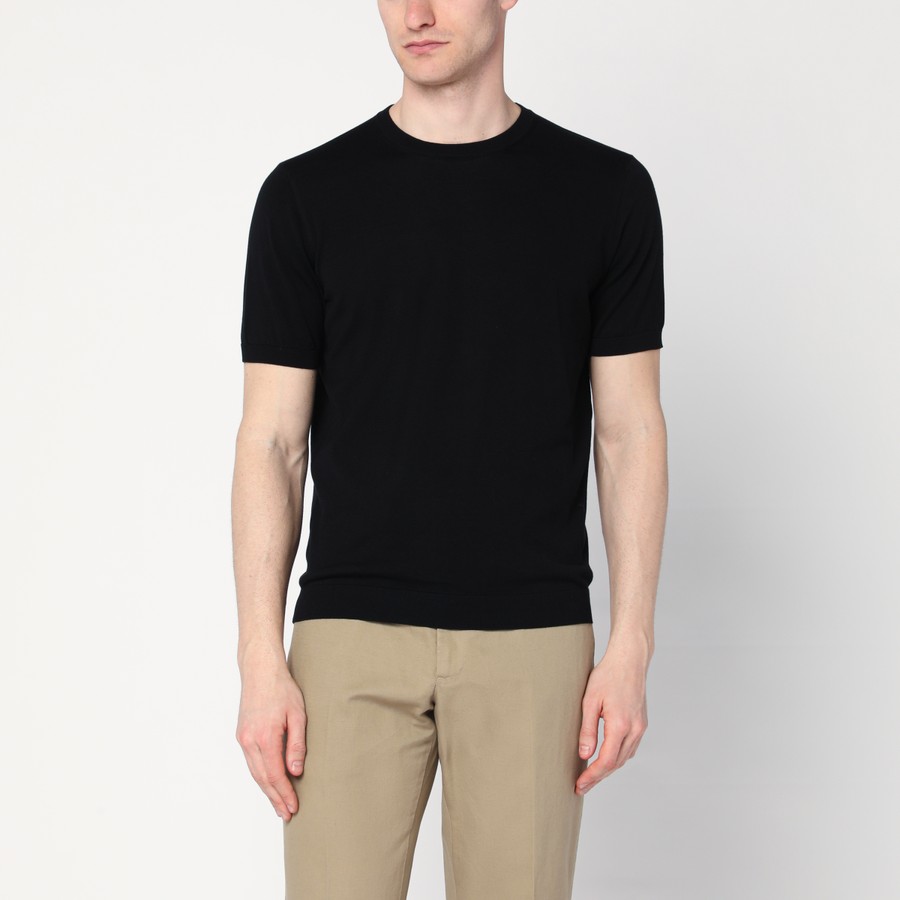 Tシャツ・カットソー DRUMOHR CREW NECK T-SHIRT IN BLACK COTTON Drumohr T-shirt for Men SS25 | GIGLIO.COM