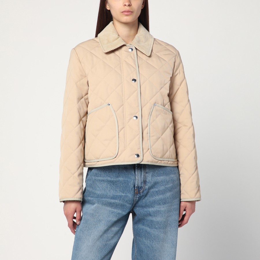 【関税＆送料込み】Burberry Cropped Beige Quilted Nylon Jac Burberry Cropped Beige Quilted Nylon Jacket Women | ModeSens