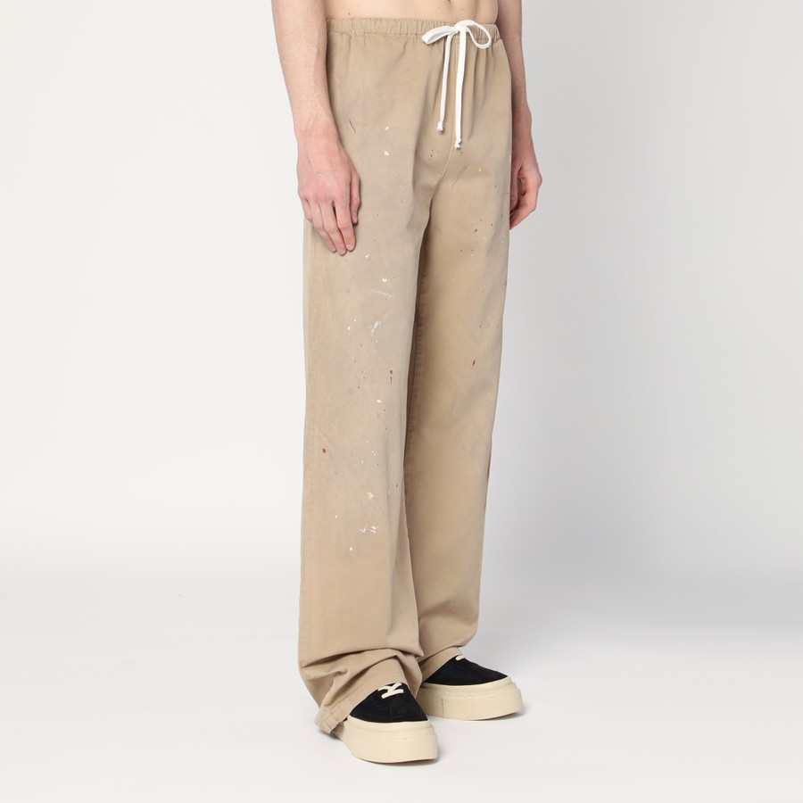 MM6 Maison Margiela Wide beige trousers with brushstrokes
