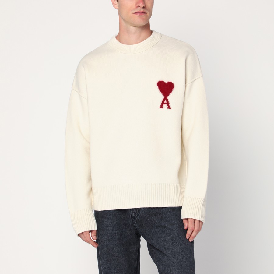 【Ami de Coeur】ニット プルオーバーフーディUKS802.KN0018 154 Ami Paris White Ami De Coeur sweater | TheDoubleF