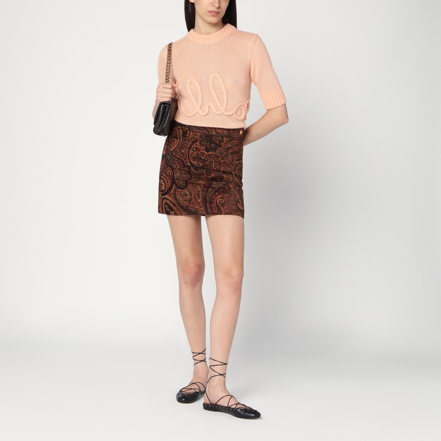 Tシャツ・カットソー CHLOE PEACH-COLORED TOP WITH LOGO EMBROIDERY Chloé Peach-colored top with logo embroidery | TheDoubleF