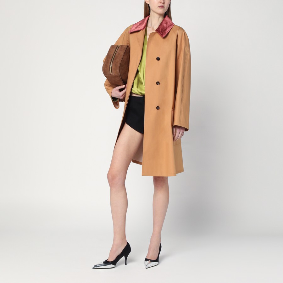 Prada Honey-coloured trench coat in cotton | TheDoubleF
