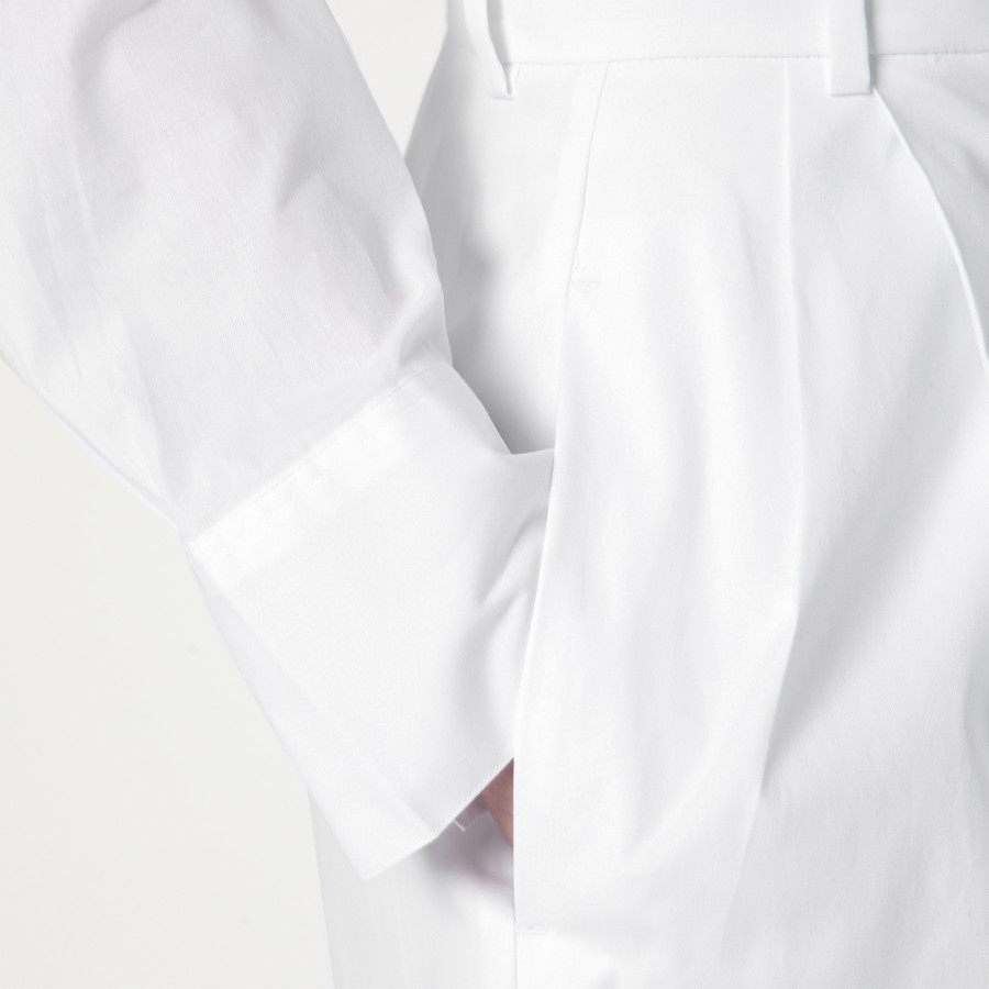 パンツ Sportmax Wide White Cotton Trousers Wide trousers with stitching, white | Sportmax