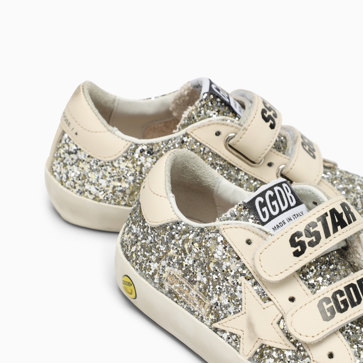 Golden Goose Old School low trainer in platinum/cream glitter TheDoubleF