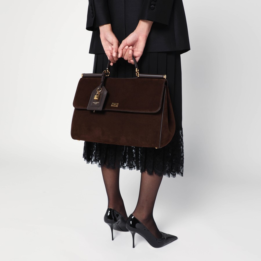 Dolce&Gabbana Ebony brown suede large bag My Sicily | TheDoubleF