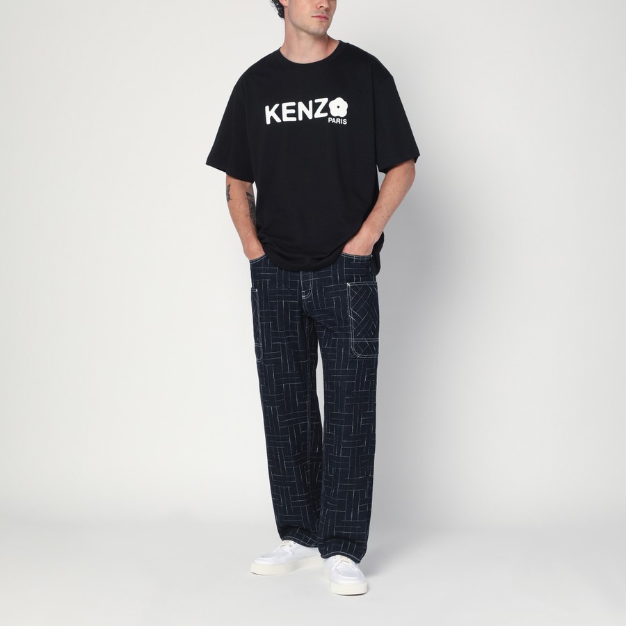 Tシャツ・カットソー Kenzo Black Cotton T-Shirt With Logo KENZO Cuff Logo Cotton Short Sleeve T-Shirt 'Black