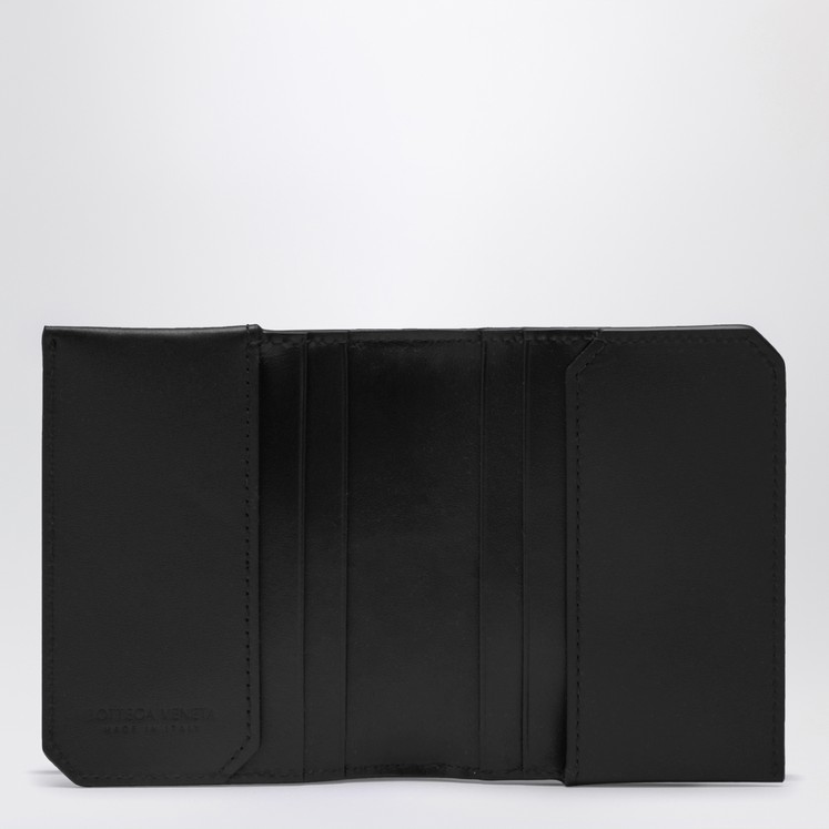 Bottega Veneta Black leather card case with intrecciato