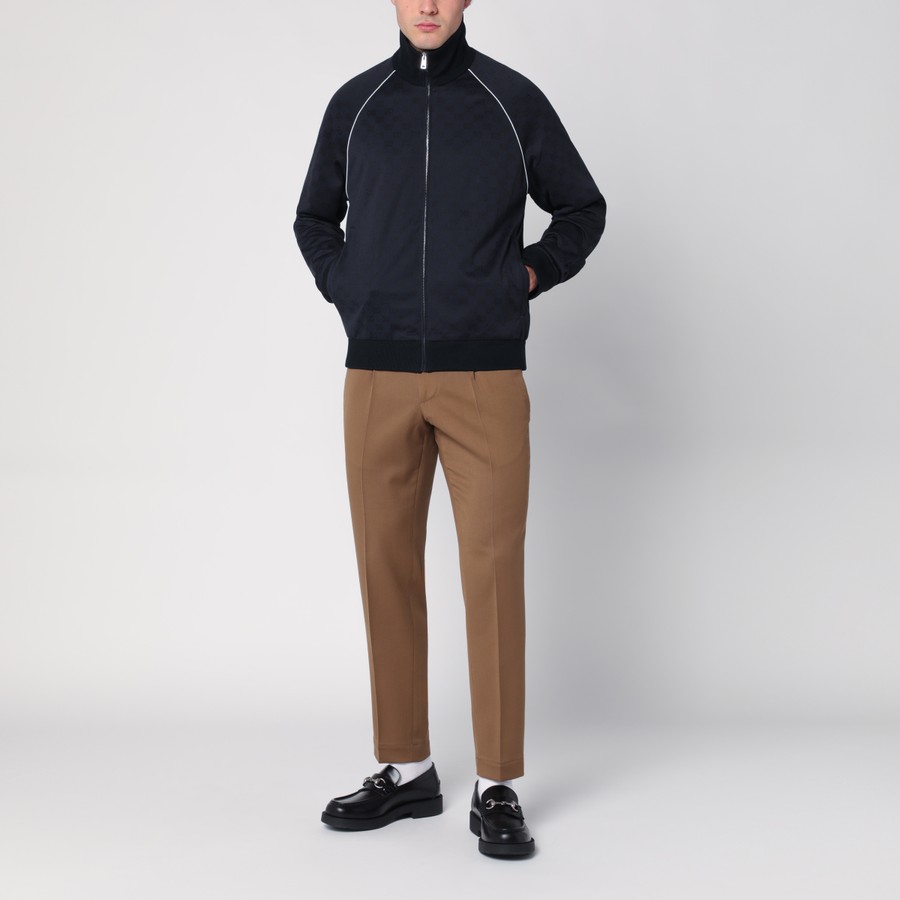 GUCCI Navy blue sweatshirt in GG jacquard | TheDoubleF