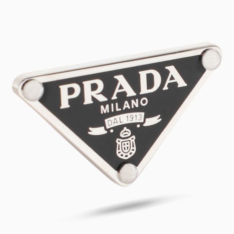 Prada Black triangle logo earring sx TheDoubleF