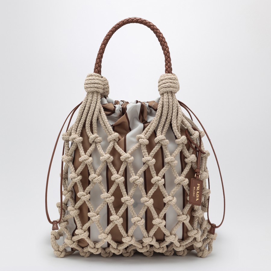 ショルダーバッグ・ポシェット PRADA PRADA NOUE MEDIUM BAG IN ROPE/CAMEL Prada Prada Noué medium bag in rope/camel | TheDoubleF