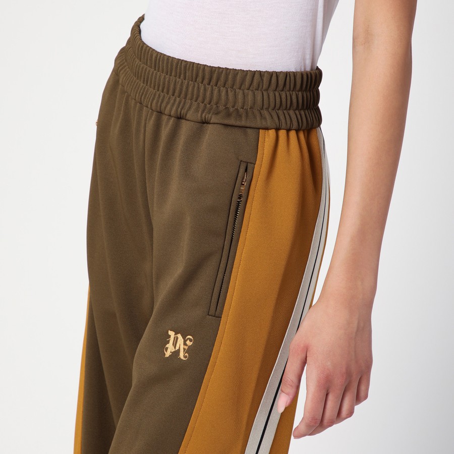 パンツ PALM ANGELS BROWN/OCHRE COLOUR-BLOCK WIDE TROUSERS Palm Angels Brown/ochre colour-block wide trousers | TheDoubleF