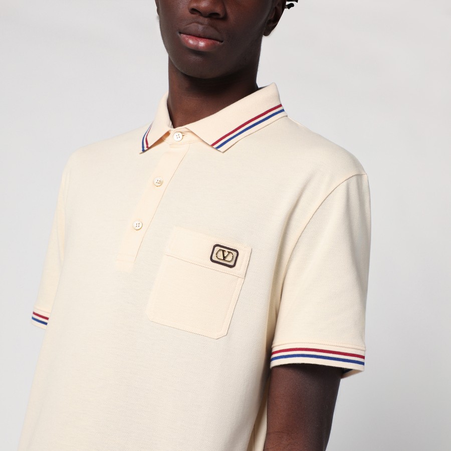 Tシャツ・カットソー VALENTINO SS25 Valentino Cotton Polo (6V3MH01KAQJ 581) Valentino Butter coloured cotton polo shirt | TheDoubleF