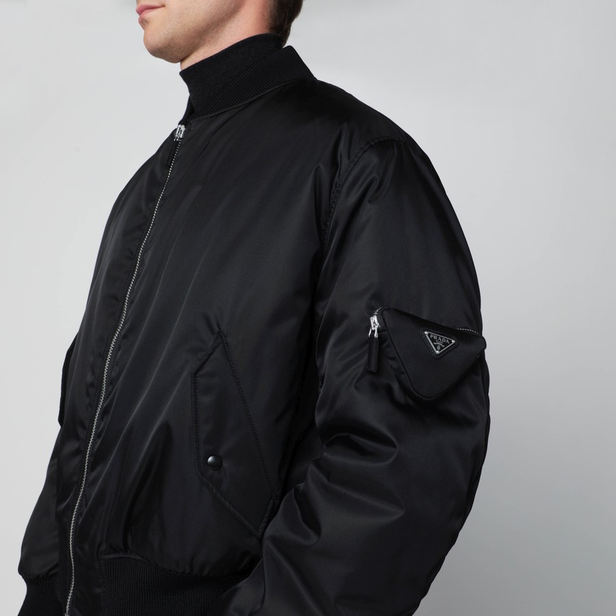 PRADA re nylon bomber jacket サイズxs Black Re-nylon Bomber Jacket | PRADA