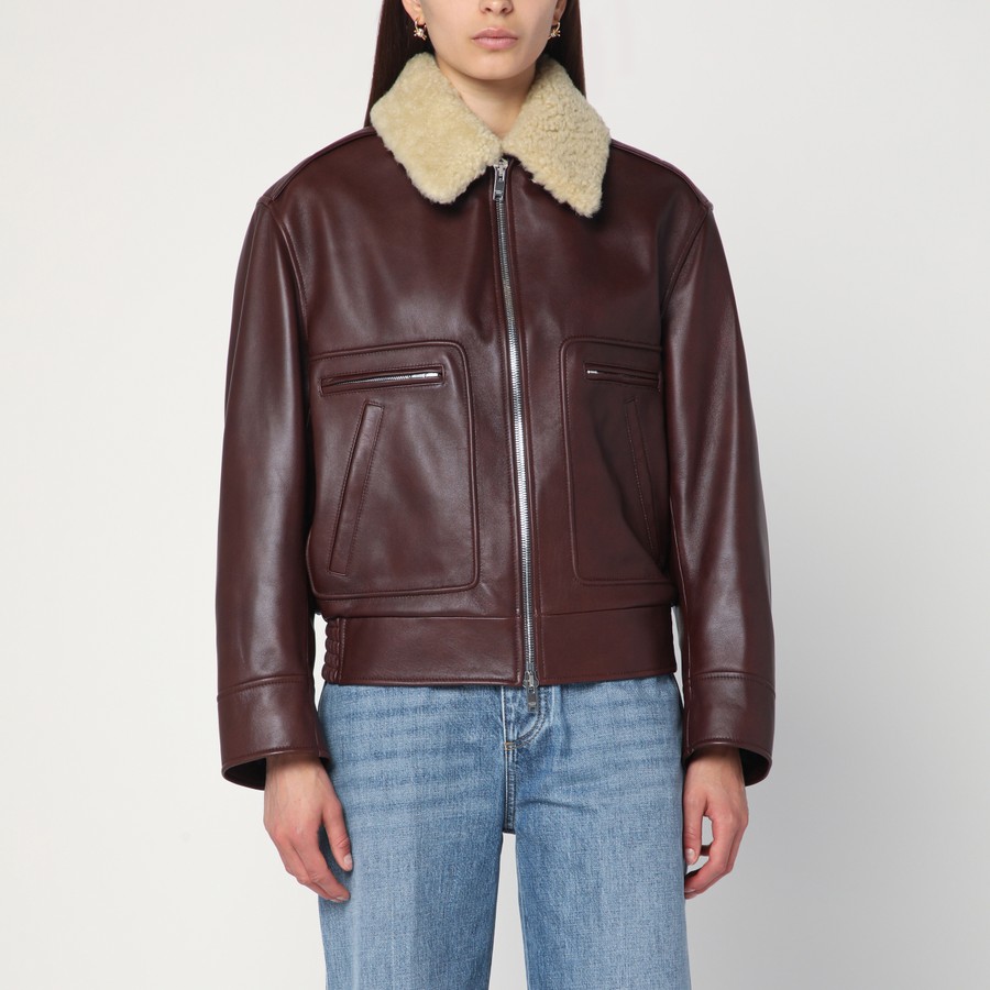 Bottega Veneta Leather jacket with shearling collar | TheDoubleF