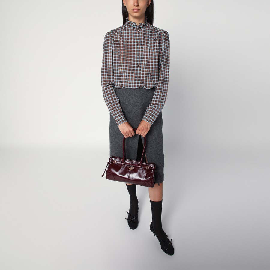 ハンドバッグ PRADA MEDIUM BURGUNDY LEATHER BONNIE HANDBAG Prada Medium burgundy leather Bonnie handbag | TheDoubleF