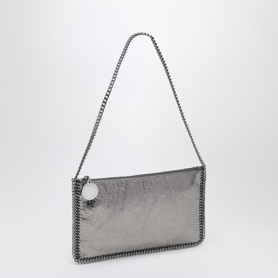 Stella McCartney Falabella Grey Metallic Clutch Shoulder Bag