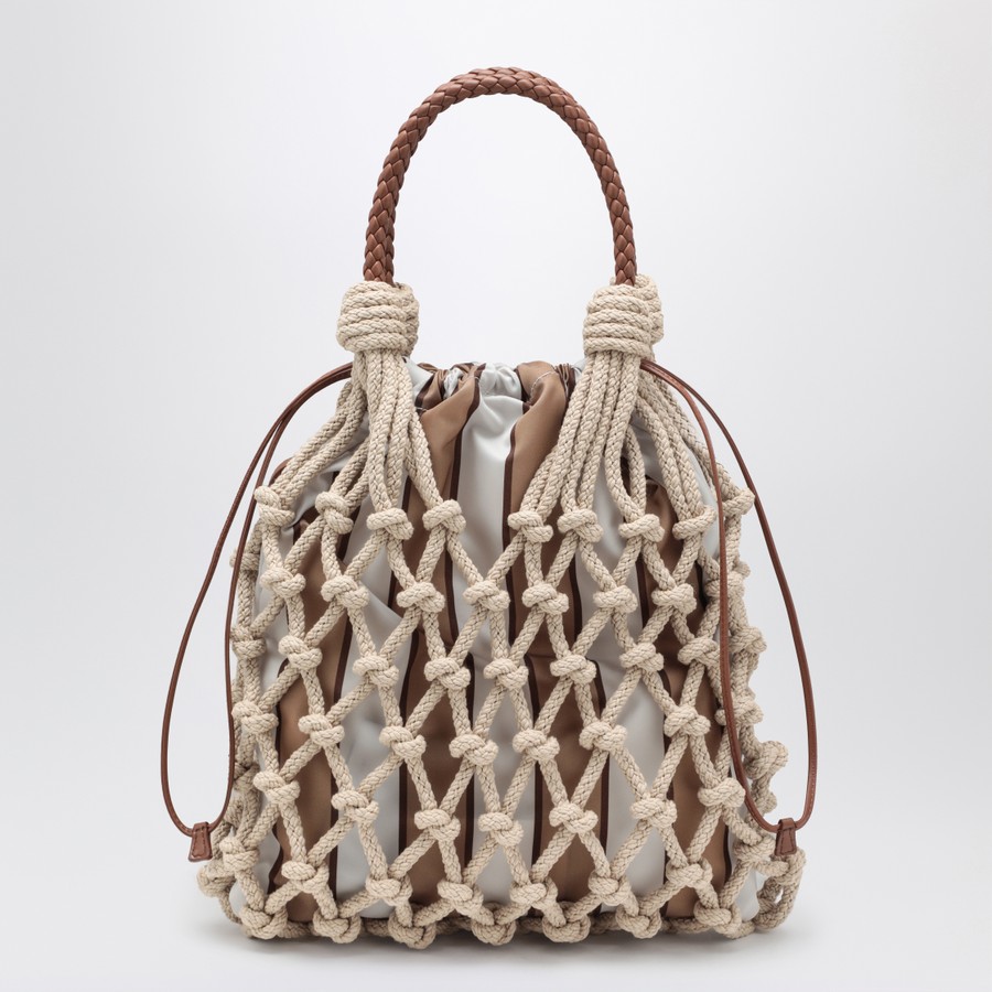 ショルダーバッグ・ポシェット PRADA PRADA NOUE MEDIUM BAG IN ROPE/CAMEL Prada Prada Noué medium bag in rope/camel | TheDoubleF
