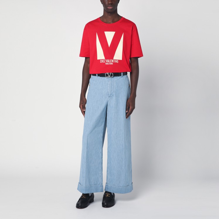 Tシャツ・カットソー VALENTINO TOP (1V0CJI207TV 0NO) Valentino Black cotton T-shirt with VLTN logo | TheDoubleF