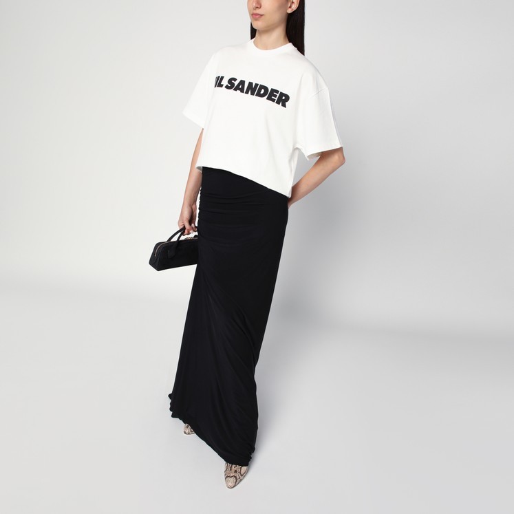 【送料&関税込】Jil Sander White Cotton Blend Skirt JIL SANDER Tiered cotton-twill and cotton-poplin midi skirt