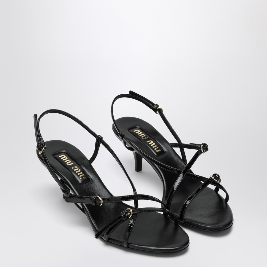 Miu Miu Black patent leather sandal with buckles | TheDoubleF