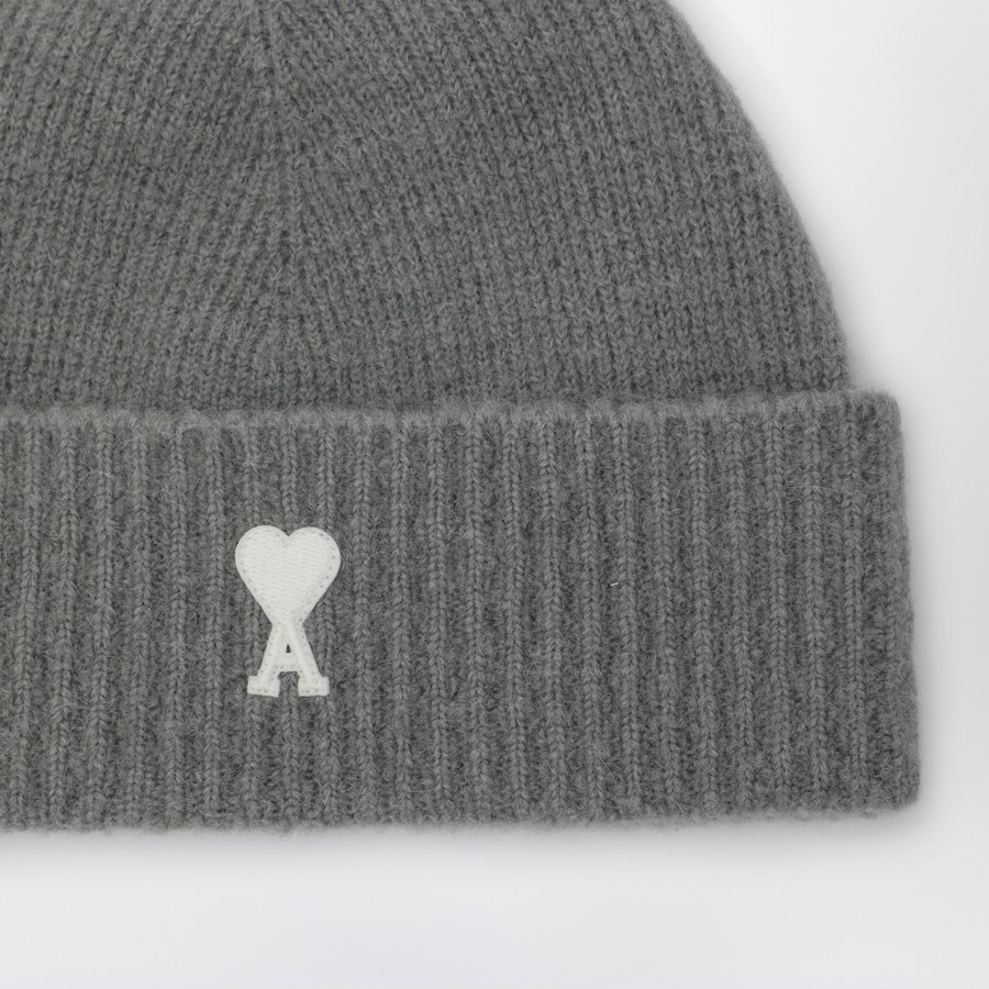 Ami Paris Ami de Coeur grey wool beanie | TheDoubleF