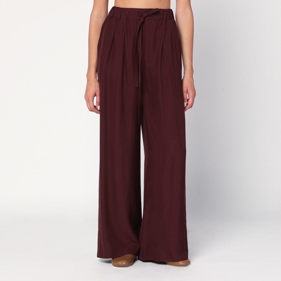 パンツ LOEWE BORDEAUX PALAZZO TROUSERS IN SILK Loewe Bordeaux palazzo trousers in silk | TheDoubleF