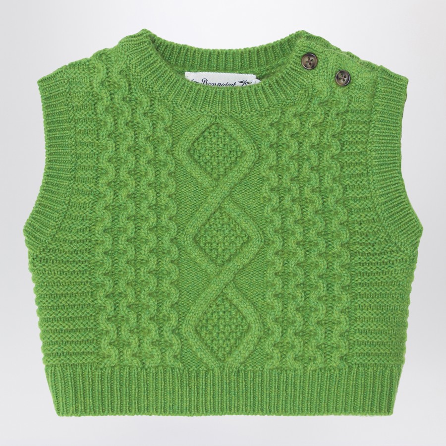 Bonpoint Green wool-blend cable-knit gilet | TheDoubleF