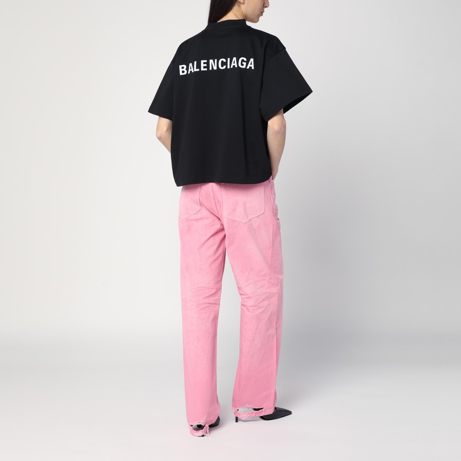 Balenciaga Black cropped Balenciaga Back T-shirt | TheDoubleF