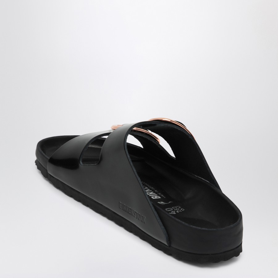 サンダル・ミュール Birkenstock Slide Arizona Big Buckle In Shiny Black Leather Arizona Big Buckle Natural Leather Patent High Shine Black
