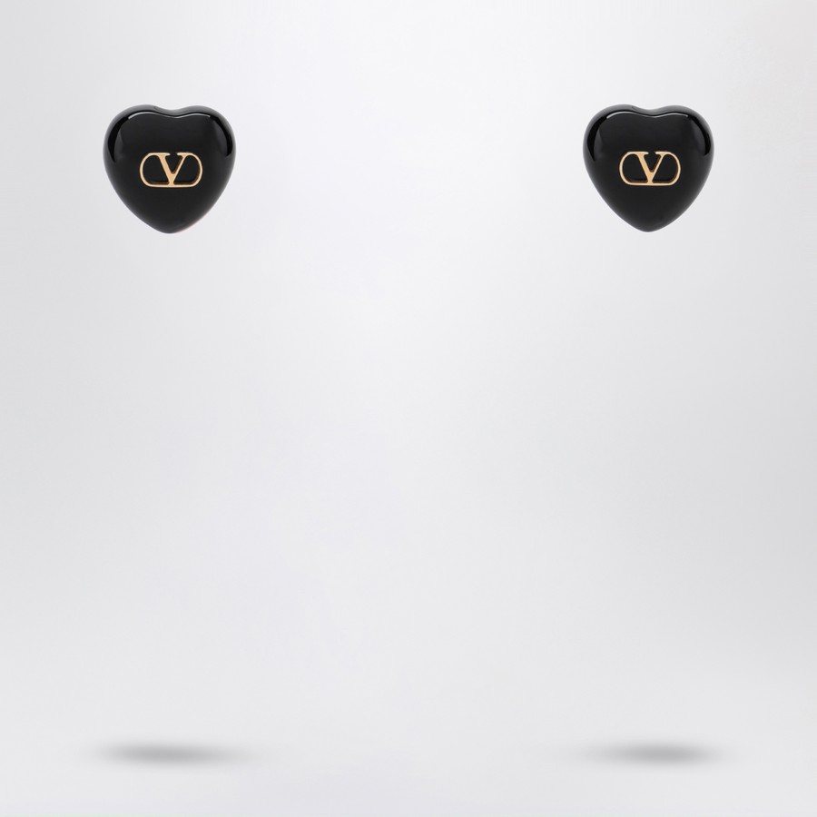 ピアス VALENTINO GARAVANI BLACK HEART EARRINGS Valentino Garavani Royal Black Heart Earrings | TheDoubleF