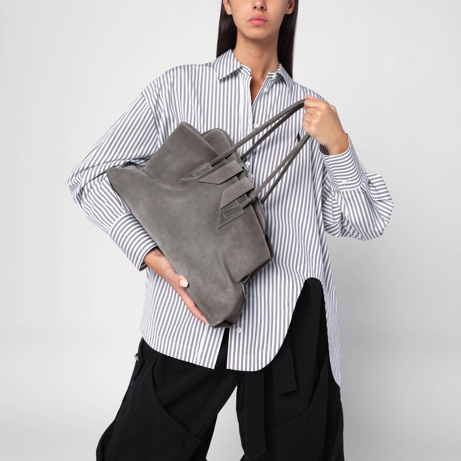 The Attico La Passeggiata Medium bag in grey suede | TheDoubleF