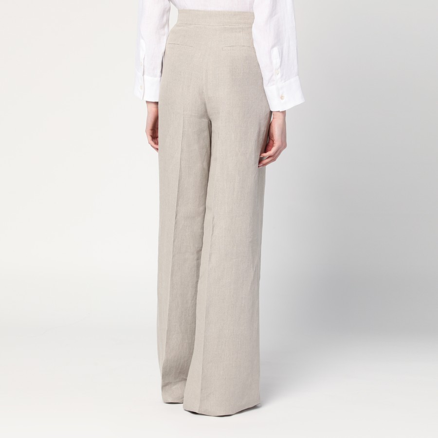 Max Mara Wide beige trousers in linen canvas | TheDoubleF