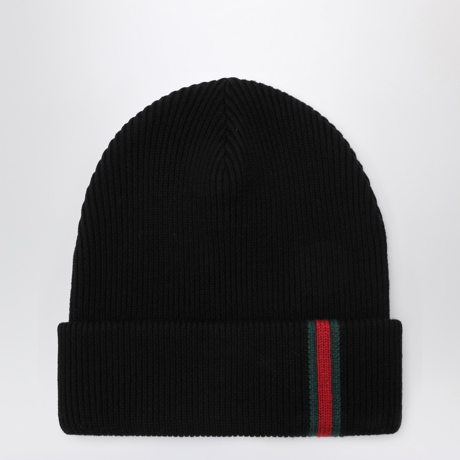 GUCCI Black wool hat with Web detail | TheDoubleF