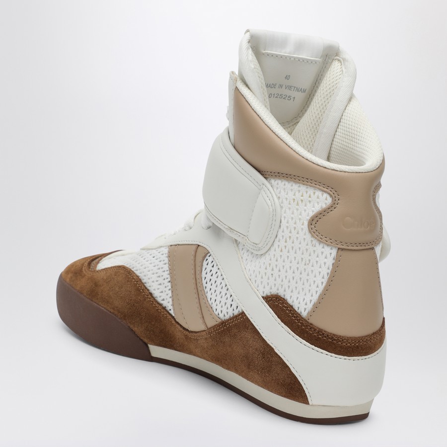 Chloé Chloé Kick Natural Brown high-top sneaker in mesh and