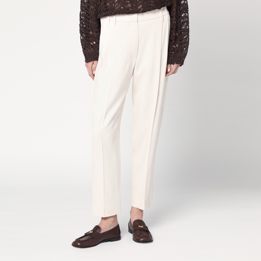 パンツ Brunello Cucinelli Ivory Trousers In Viscose Brunello Cucinelli Ivory trousers in viscose | TheDoubleF
