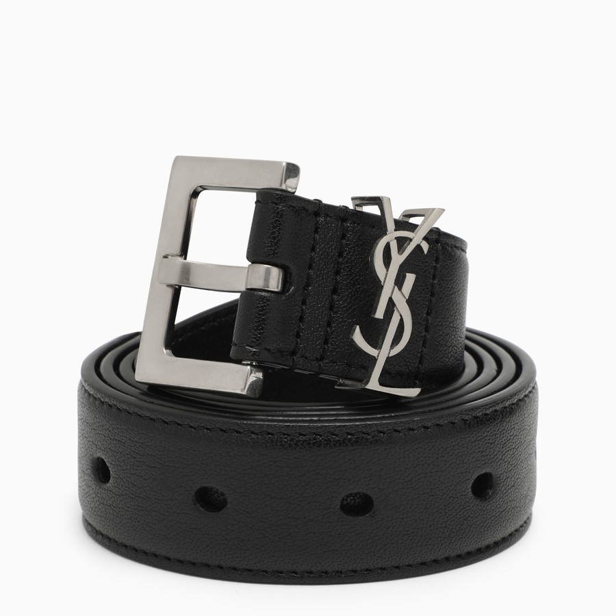 Saint Laurent Cassandre black leather belt | TheDoubleF