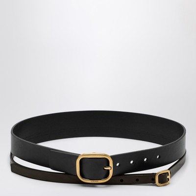 ロエベ ブラックのダブルレザーベルト Loewe Black double leather belt | TheDoubleF