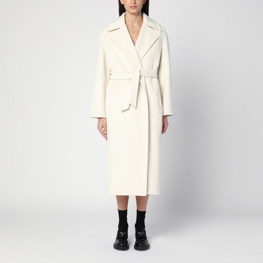 ワンピース MAX MARA WHITE CASHMERE BLEND DRESSING GOWN COAT Max Mara White cashmere blend dressing gown coat | TheDoubleF