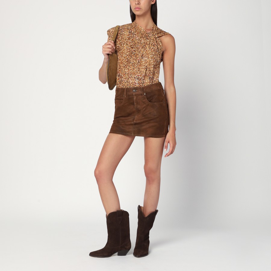 Tシャツ・カットソー Isabel Marant Asymmetrical Nayda T-Shirt With Ochre Print ISABEL MARANT Asymmetrical Nayda T-shirt with ochre print