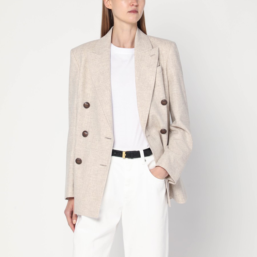 ジャケット Brunello Cucinelli Beige double-breasted jacket in wool and Brunello Cucinelli Beige double-breasted jacket in wool and