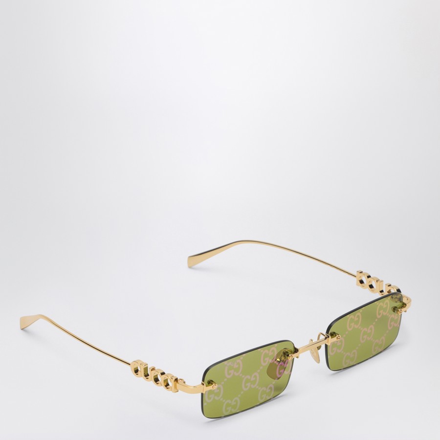 Lunettes de soleil rectangulaires vert/doré