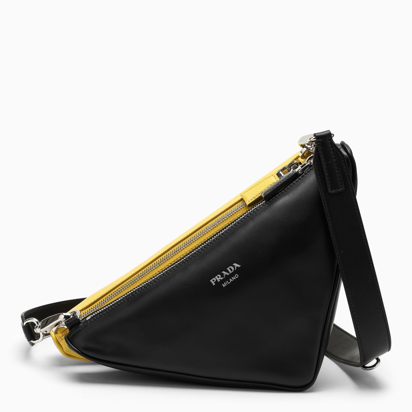 Prada Black and yellow Saffiano messenger bag TheDoubleF