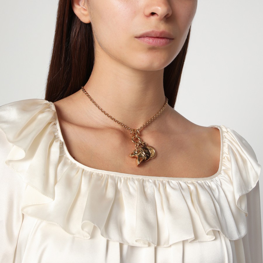 Chloé Charm necklace in Vintage Gold brass | TheDoubleF
