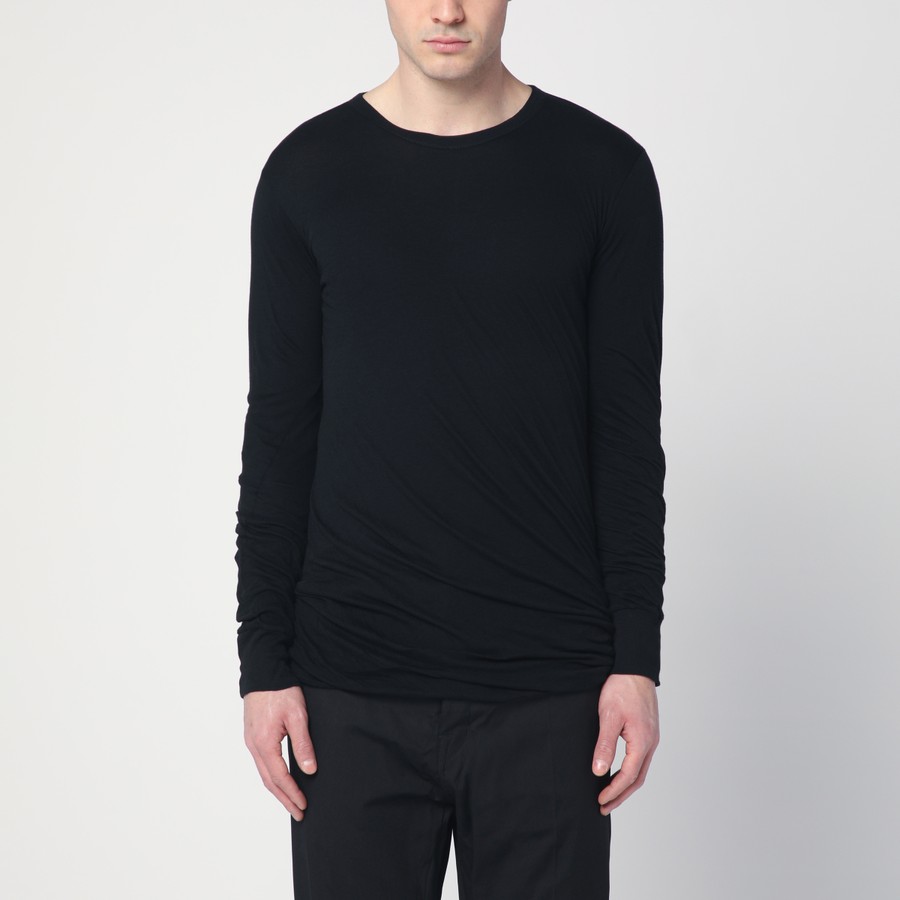 Rick Owens Semi-transparent black cotton T-shirt | TheDoubleF