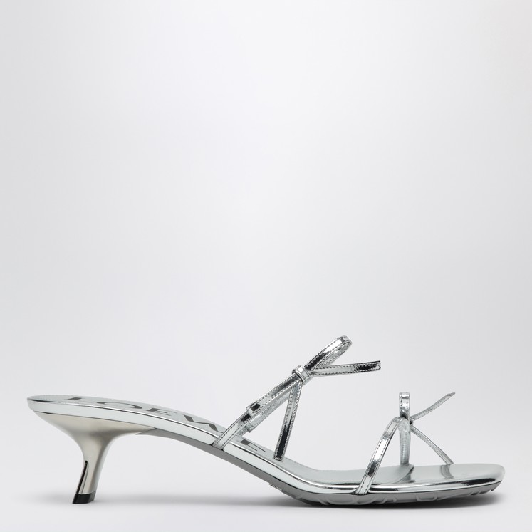 【関税&送料込】Loewe Sandals Silver Loewe Women's Silver 100mm Metallic Bow Stiletto Sandals