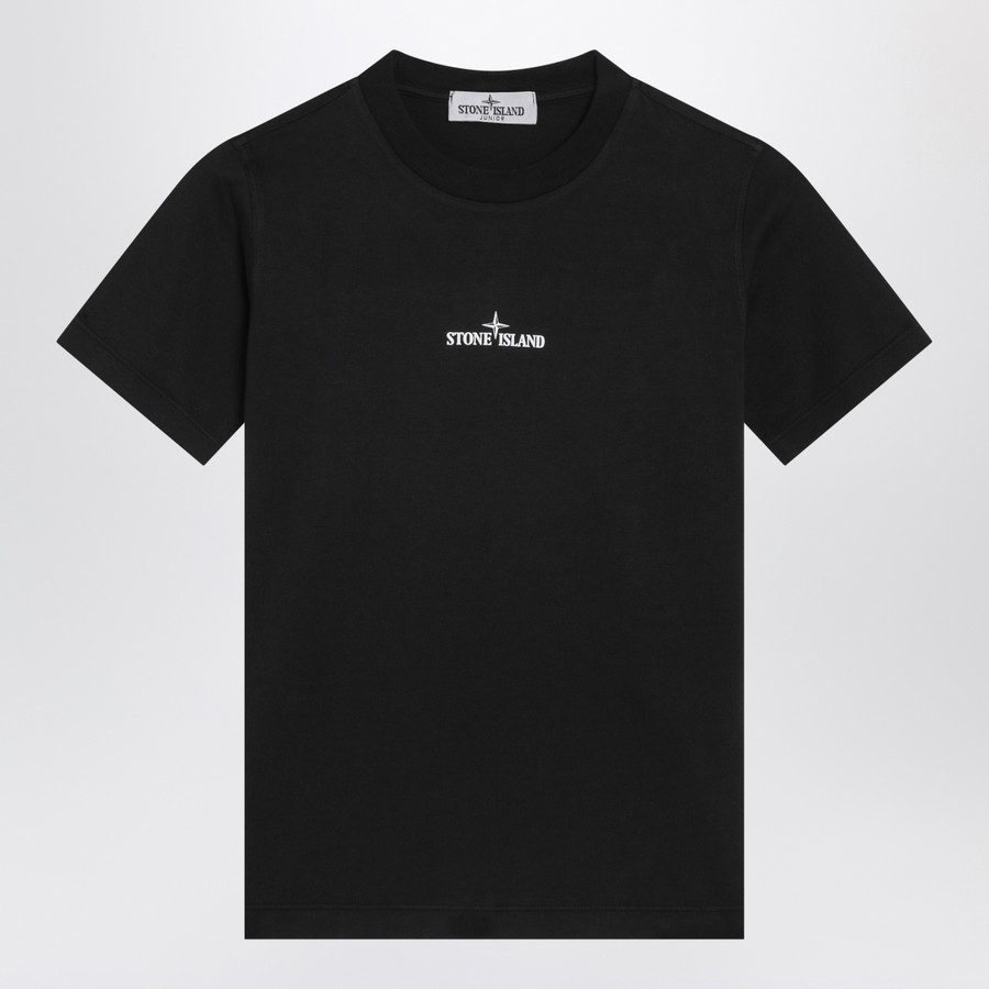 Stone Island T-shirt nera con stampa logo TheDoubleF