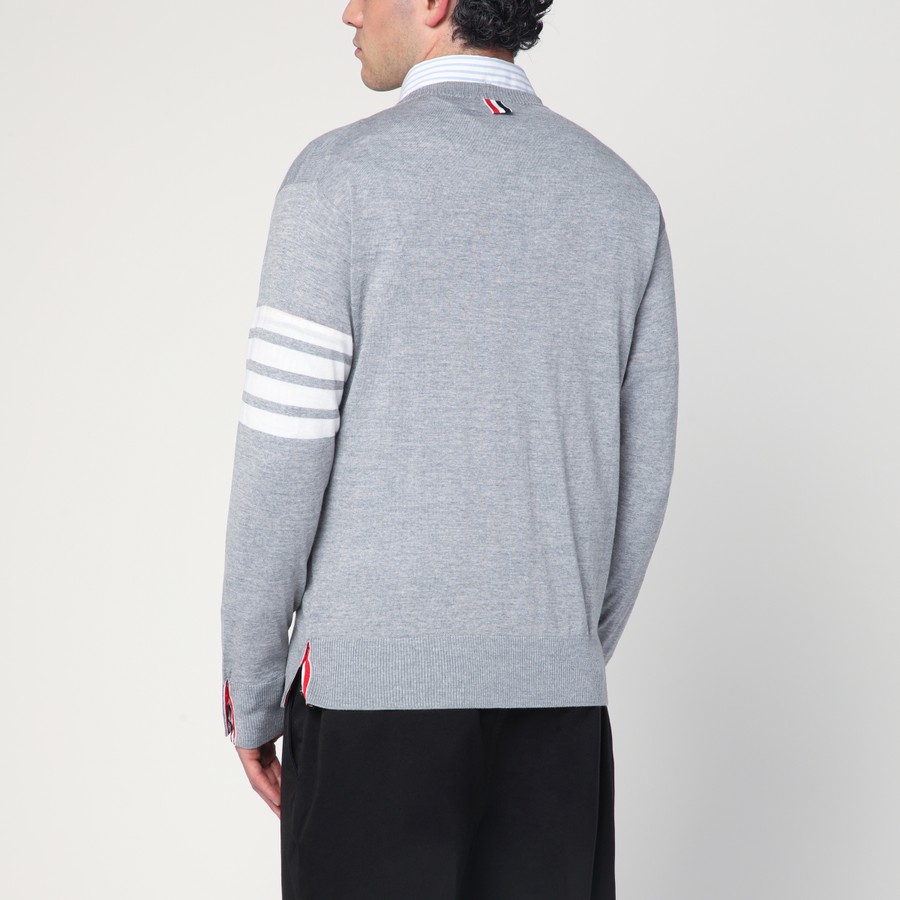 THOM BROWNE GREY AND WHITE コットン-ウール混 スカート Thom Browne Light gray merino wool sweater | TheDoubleF